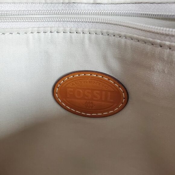 Fossil Floral Oil Cloth Crossbody Bag Purse Pink Gray - Picture 3 of 11